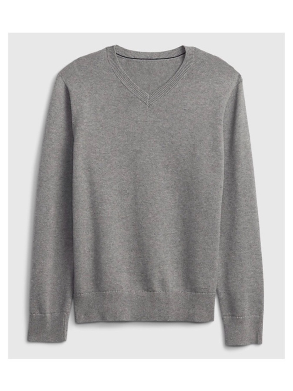 Organic Cotton V-neck Sweater | Grey | S